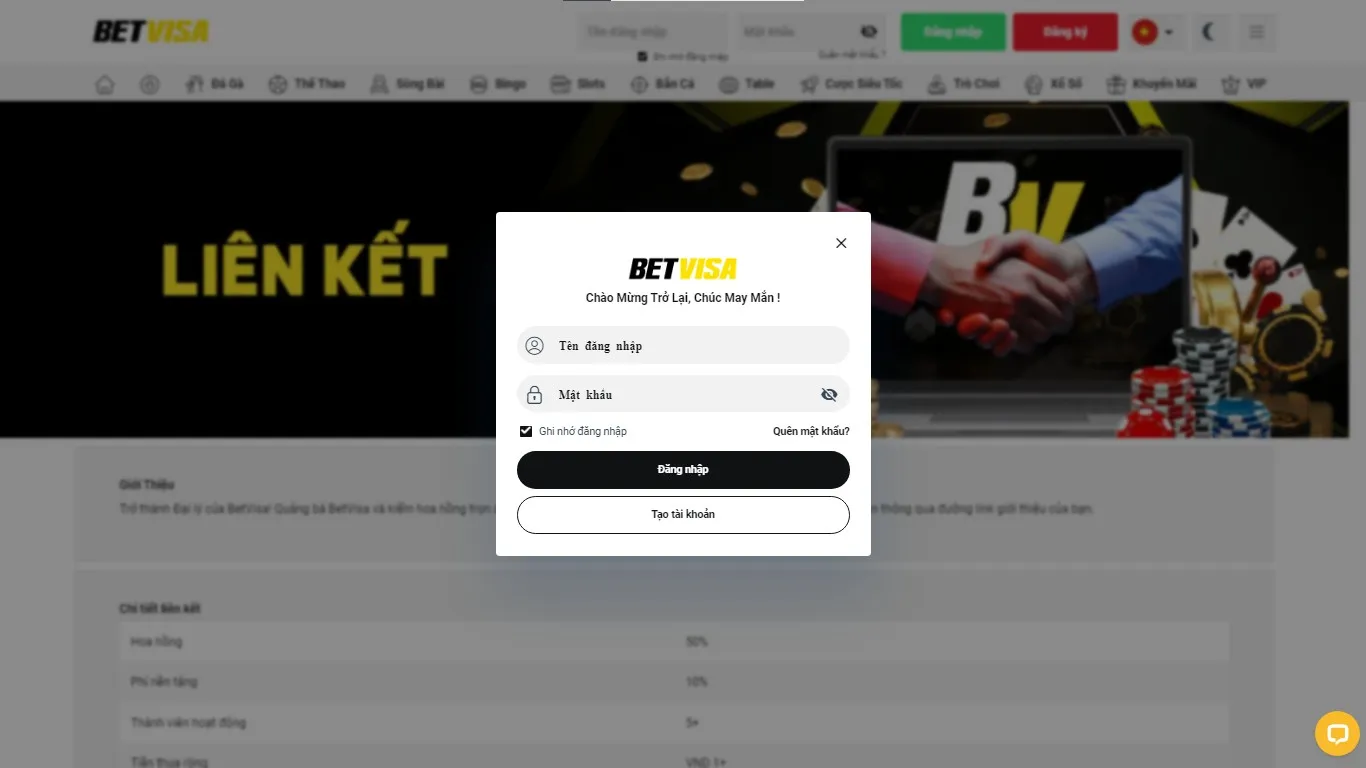 Betvisa Login your Account Vietnam