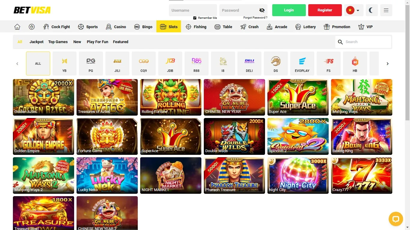 BetVisa Online Casino slots games